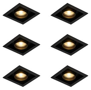 Set de 6 spoturi încastrate moderne negre reglabile - Roof