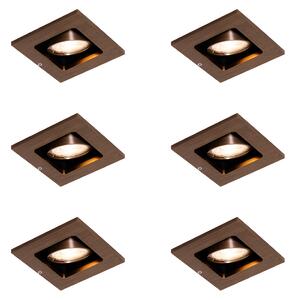 Set de 6 spoturi încastrate moderne bronz închis reglabile - Qure