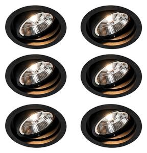 Set 6 becuri Spot modern încastrat negru reglabil - Chuck 111