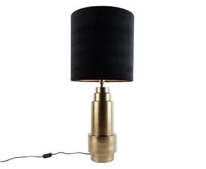Lampă de masă cu abajur din catifea bronz negru cu auriu 40 cm - Bruut