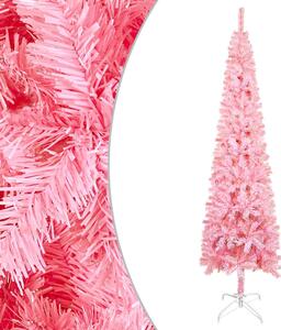 Set brad de Crăciun subțire cu LED-uri și globuri, roz, 120 cm