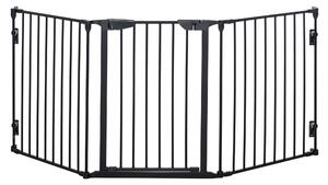 PawHut Poartă Metalică de Siguranță, Barieră pentru Câini cu Sistem de Autoînchidere, Reglabilă și Pliabilă, 180x3x74.5 cm, Negru | Aosom Romania