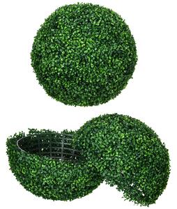 HOMCOM Set de 2 Bile Artificiale, Bile de Arbori Topiari din Buxus, Plante False de Interior în Aer Liber pentru Casă, Ø50cm, Verde | Aosom Romania