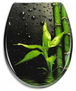 SmileHOME by Pepita Scaun de toaletă termoplastic cu capac cu închidere lentă - Bamboo #grey-green