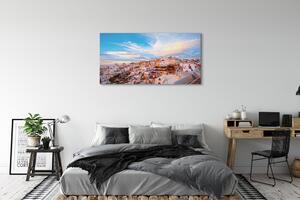 Tablouri canvas Grecia Panorama apus de soare oraș