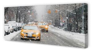 Tablouri canvas Iarna masina oraș zăpadă