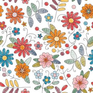 Tapet flori pictate colorate Digital Line