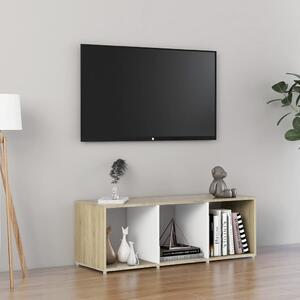 Comodă TV, alb și stejar sonoma, 107x35x37 cm, PAL