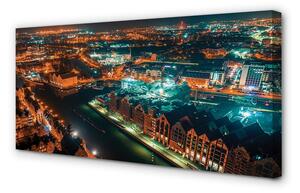 Tablouri canvas Gdańsk River noapte panoramă