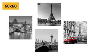 Set tablouri Parisul cu retro mașină roșie