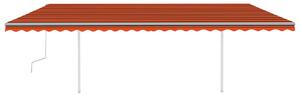 Copertină retractabilă manual LED portocaliu și maro, 6x3,5 m