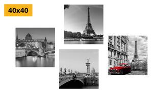 Set tablouri Parisul cu retro mașină roșie