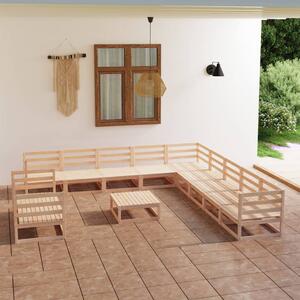 Set mobilier relaxare de grădină, 12 piese, lemn masiv de pin