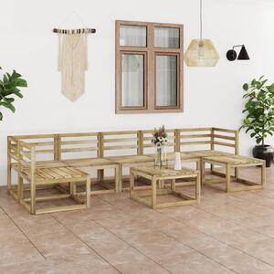 Set mobilier de grădină, 8 piese, lemn de pin verde tratat