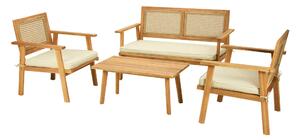 Set mobilier de exterior LecterCrem, Salcâm, Tapiterie, Lemn