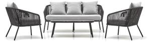 Set mobilier de exterior Houston 1634, Gri inchis, Gri, Frânghie, Metal, 40 kg