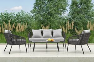 Set mobilier de exterior Houston 1634, Gri inchis, Gri, Frânghie, Metal, 40 kg