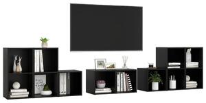 Set de dulapuri TV, 8 piese, negru, lemn prelucrat