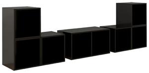 Set de dulapuri TV, 6 piese, negru, lemn prelucrat