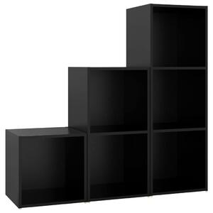 Set de dulapuri TV, 3 piese, negru, lemn prelucrat