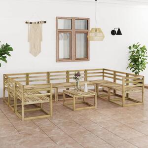 Set mobilier de grădină, 10 piese, lemn de pin verde tratat