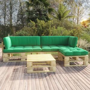 Set mobilier din paleți, perne, 4 buc., lemn pin tratat verde