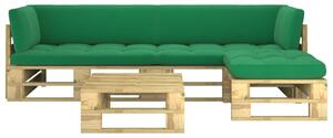 Set mobilier din paleți, perne, 4 buc., lemn pin tratat verde