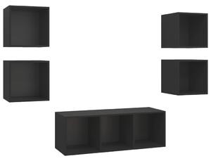 Set de dulapuri TV, 5 piese, negru, PAL