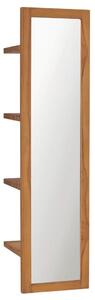 Oglindă de perete cu rafturi, 30x30x120 cm, lemn masiv de tec