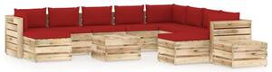 Set mobilier grădină cu perne, 12 piese, lemn verde tratat