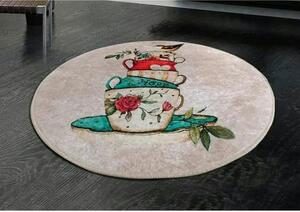 Covoras de baie CUP DJT, 100x100 cm, forma rotunda, multicolor, fibre