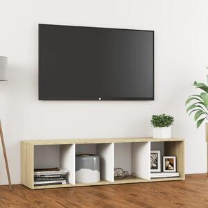 Comodă TV, alb și stejar Sonoma, 142,5x35x36,5, PAL