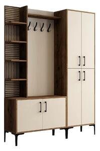 Mobilier hol cu pantofar VIYANA DA, crem/nuc, PAL melaminat/metal, 150