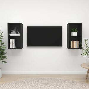 Dulapuri TV suspendate, 2 buc, negru, lemn prelucrat