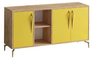 Comoda SUDER, stejar/galben, PAL melaminat, 140x40x86 cm