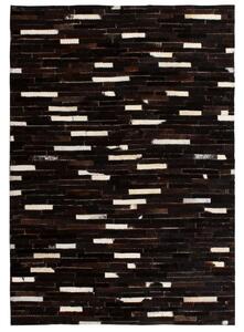 Covor piele naturală, mozaic, 80x150 cm, benzi, negru/alb