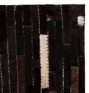 Covor piele naturală, mozaic, 80x150 cm, benzi, negru/alb