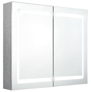 Dulap de baie cu oglindă și LED, gri, 80x12x68 cm