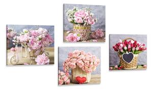 Set tablouri buchete de flori în design vintage