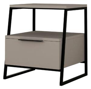 Noptiera, bej/negru, PAL melaminat/metal, 45x40x50 cm