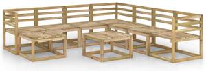 Set mobilier de grădină, 9 piese, lemn de pin verde tratat