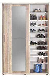 Pantofar Adore Porto cu cuier, 2 usi cu oglinda, 12 rafturi, capacitate 32 perechi incaltaminte, 120 x 187 x 38 cm