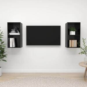 Dulapuri TV montaj pe perete, 2 buc., negru extralucios, PAL