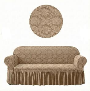 Husa elastică pentru canapea 3 locuri, model Jacquard, Capucino