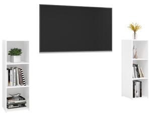 Dulapuri TV, 2 buc., alb, 107x35x37 cm, lemn prelucrat