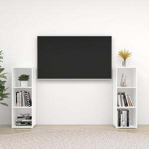 Dulapuri TV, 2 buc., alb, 107x35x37 cm, lemn prelucrat