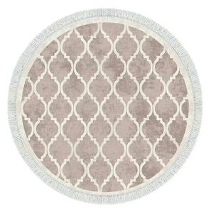 Covor, 100x100 cm, forma rotunda, poliester, crem/maro, ALN400601KR17