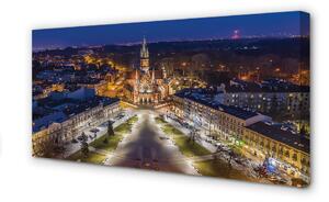 Tablouri canvas panorama de noapte de biserici Cracovia