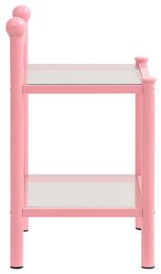 Noptieră, roz și transparent, 45x34,5x60,5 cm, metal și sticlă