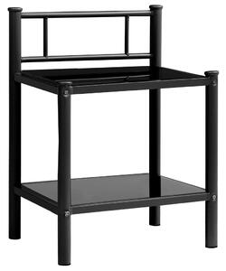 Noptieră, gri și negru, 45x34,5x60,5 cm, metal și sticlă